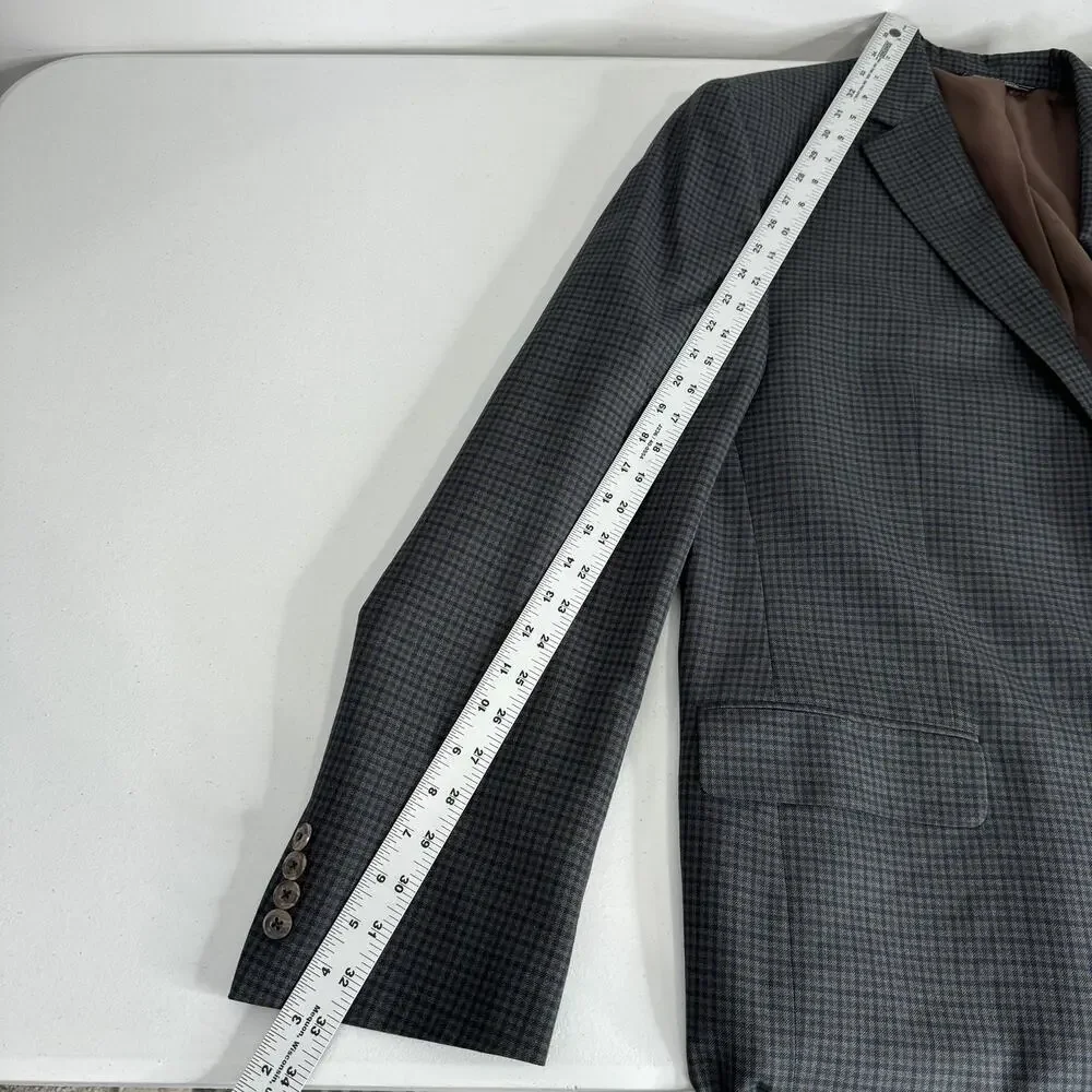 Jack Victor Vince SPJ Blazer Mens 44L Blue Gingham Check Wool Sport Coat Preppy